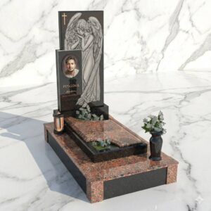 Одинарний гранітний пам'ятник з янголом